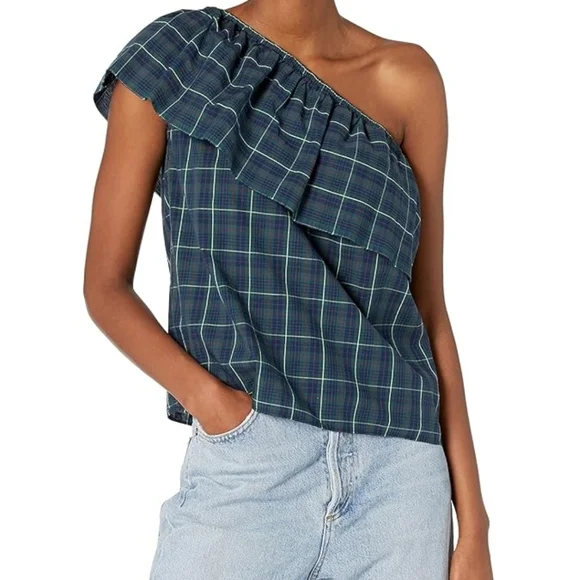Bailey/44 Plaid One-Shoulder Ruffle Top - Picture 9 of 10